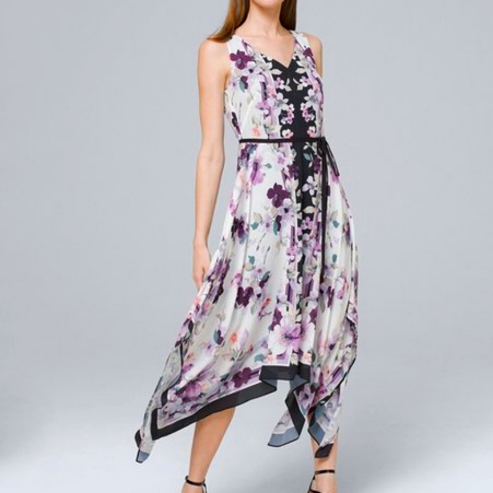 New w Tags! WHBM Floral Scarfprint midi handkerchief dress $150